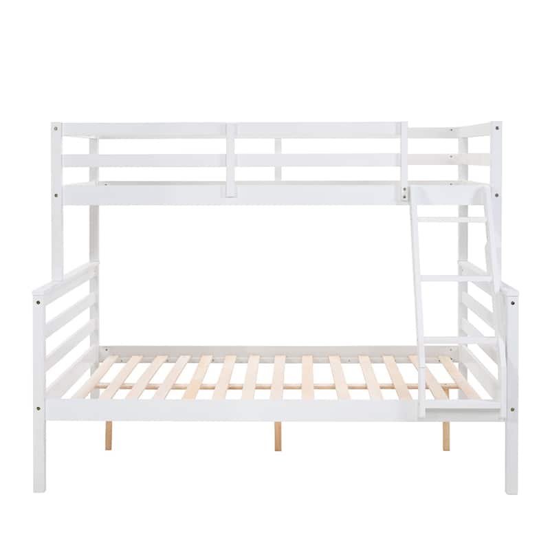 Twin Over Full Bunk Bed,Solid Wood Frame,High Guardrail,Safe for Kids