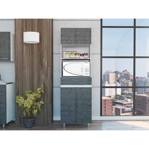 Modern Gray Stria Tall Kitchen Cart Modern Gray Stria Tall Kitchen Cart