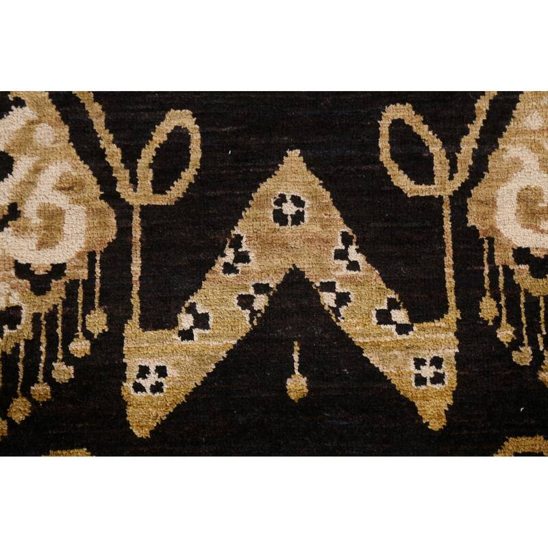 Geometric Oriental Gabbeh Kashkoli Area Rug Hand-knotted Wool Carpet - 7'10" x 11'3"