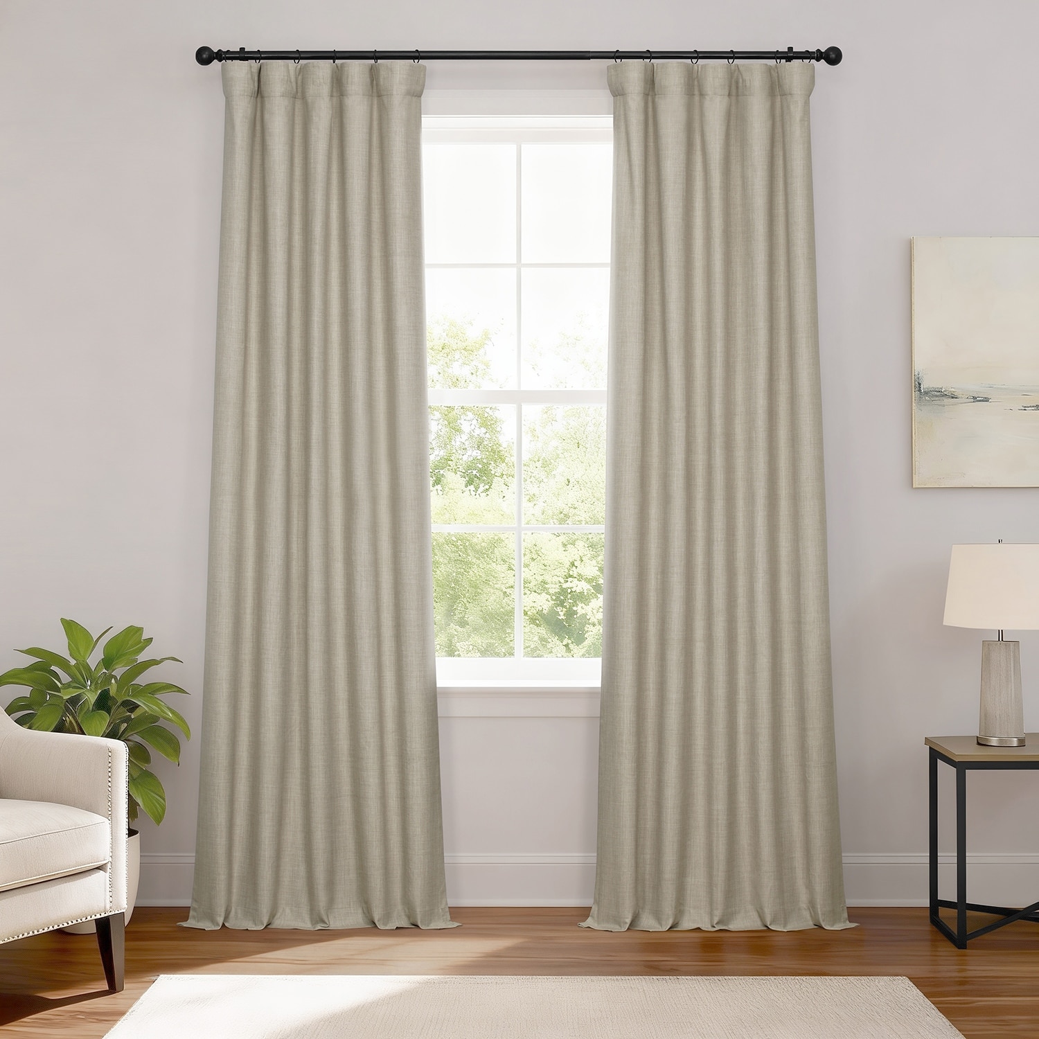 Exclusive Fabrics Performance Linen Luxury Blackout Curtains (1 Panel) - Thermal Insulation, Elegant Blackout Drapery