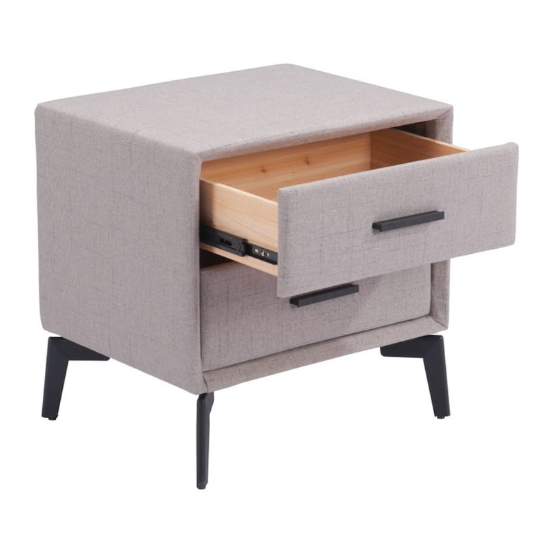 20 Inch Fabric Wood and Steel End Table with 2 Drawers for Storage - 16” x 20” x 25”