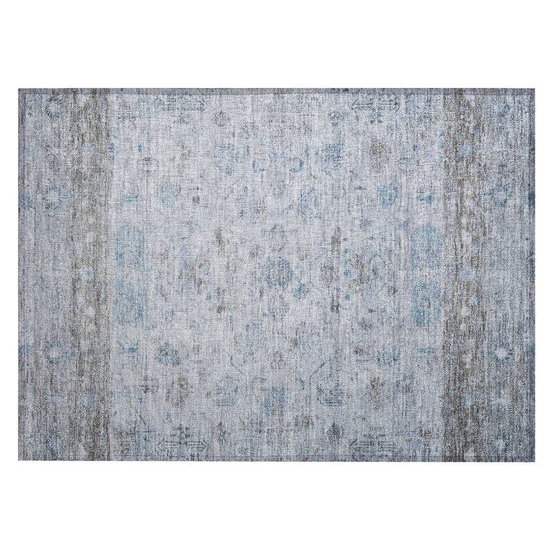 Machine Washable Indoor/ Outdoor Traditional Border Chantille Rug