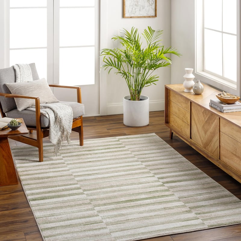 Livabliss Transitional San Francisco Checkered Area Rug - 6'7" x 9' - Green/Grey