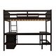 preview thumbnail 49 of 55, Full Size Wooden Loft Bed with Desk and Shelves, Space-Saving Design