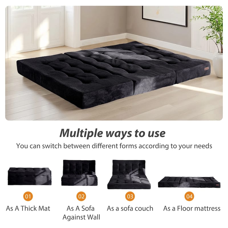 Corduroy 6Inch Tri-fold Mattress, Folding Memory Foam Mattress