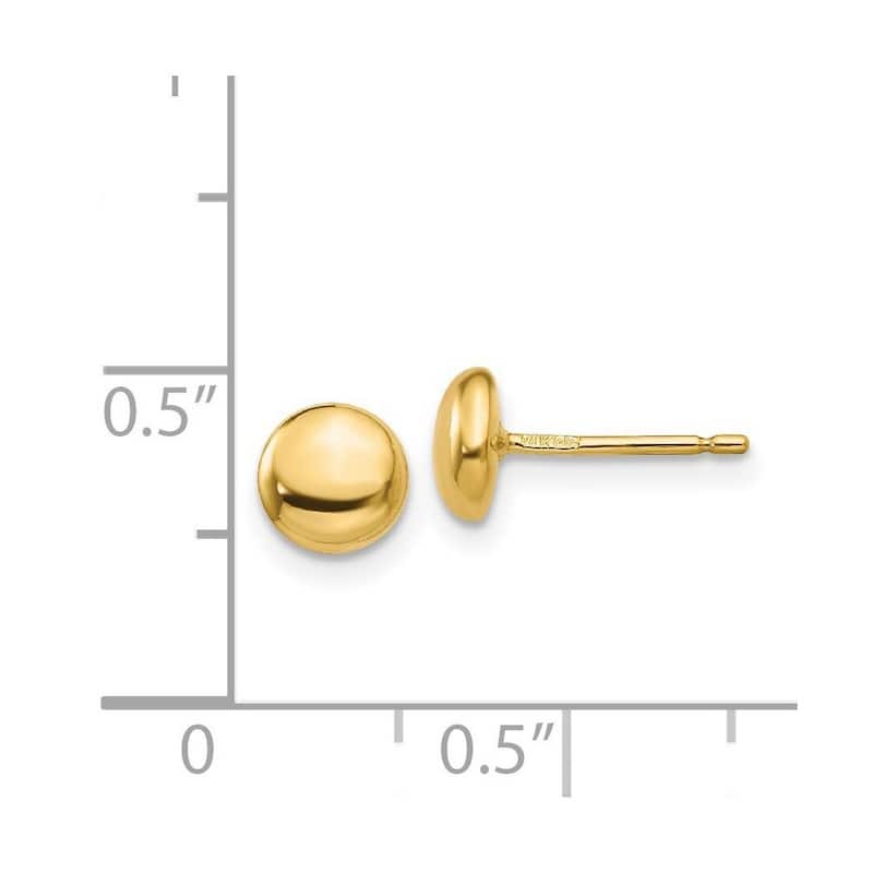 Curata 14k Yellow Gold 6mm Polished Half Ball Post Earrings
