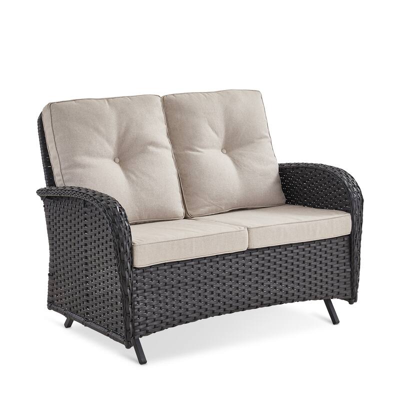 Outdoor Glider Loveseat Patio Wicker Sofa