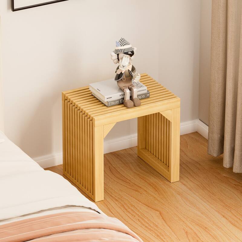 Rustic Solid Wood Bench - Triangular Support Design