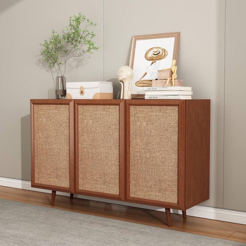 Farmhouse Media Console Storage Cabinet with 3-Doors and Shelves for Entryway or Living Room Organization