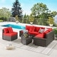 preview thumbnail 23 of 37, 6 Pieces Outdoor Patio Furniture Sets with Coffee Table and Cushions, Wicker Rattan Sectional Sofa Sets (Brown Base)