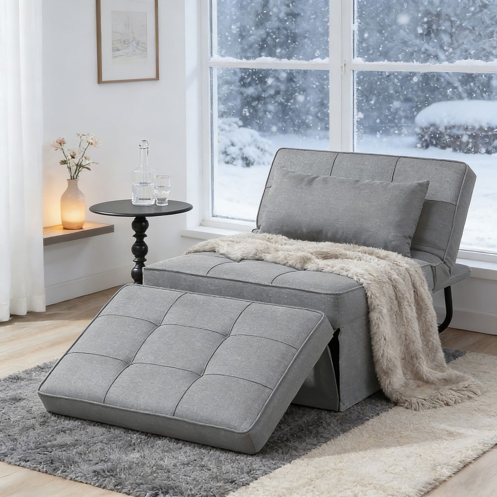 Ainfox Adjustable Sofa Chair Sleeper Sofa Bed Ottoman Couch with Metal Frame