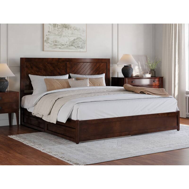 Clayton Platform Bed with Panel Footboard and Storage Drawers