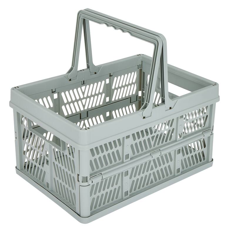 Simplify Collapsible Storage Crate with Carrying Handles in Grey - Grey