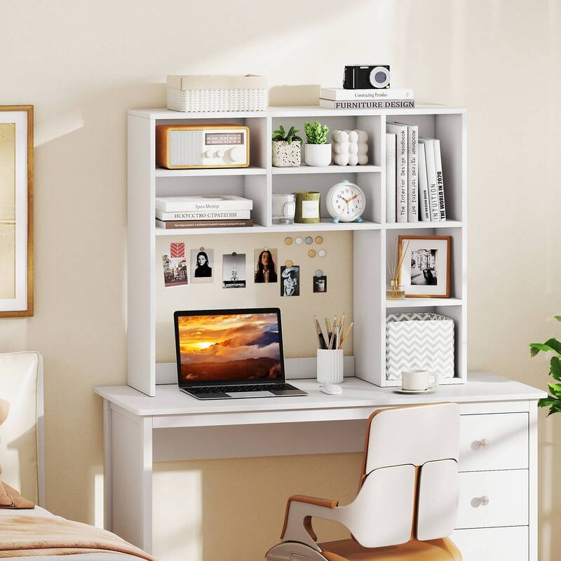Costway Desktop Bookshelf Desk Storage Hutch with 7 Open Cubbies & 3 - See Details