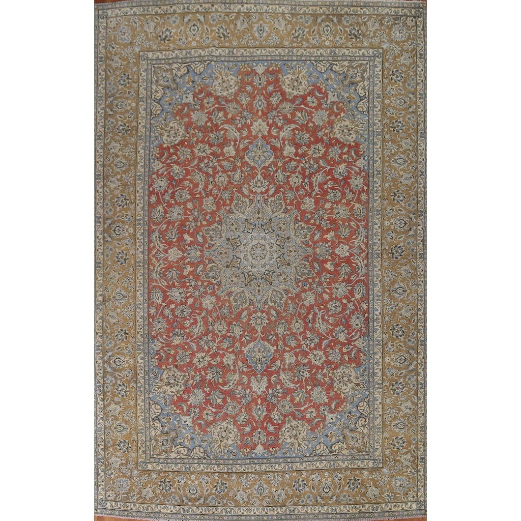 Hand Knotted Oriental 100% Wool Carpet Traditional Floral Red Kashan Area Rug - 12' 5'' X 9' 5''