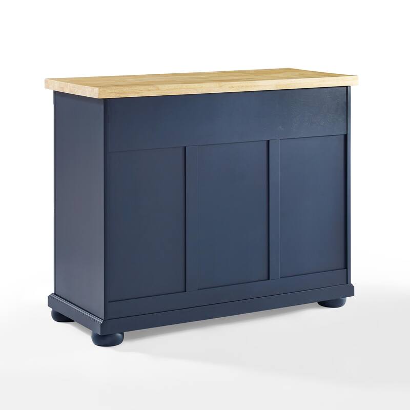 Kitchen Island Cart with Storage - 75 Inch Kitchen Island with Drawers & Cabinets - Mobile Kitchen Island Navy Blue