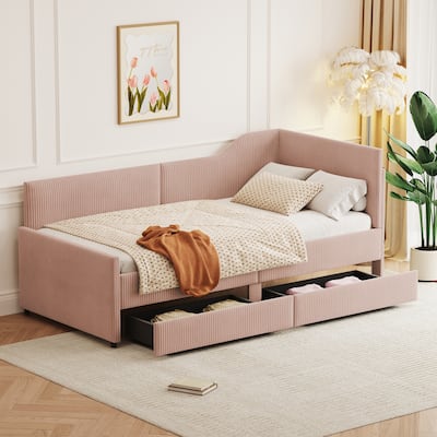 Twin Size L-Shaped Daybed with Storage Drawers