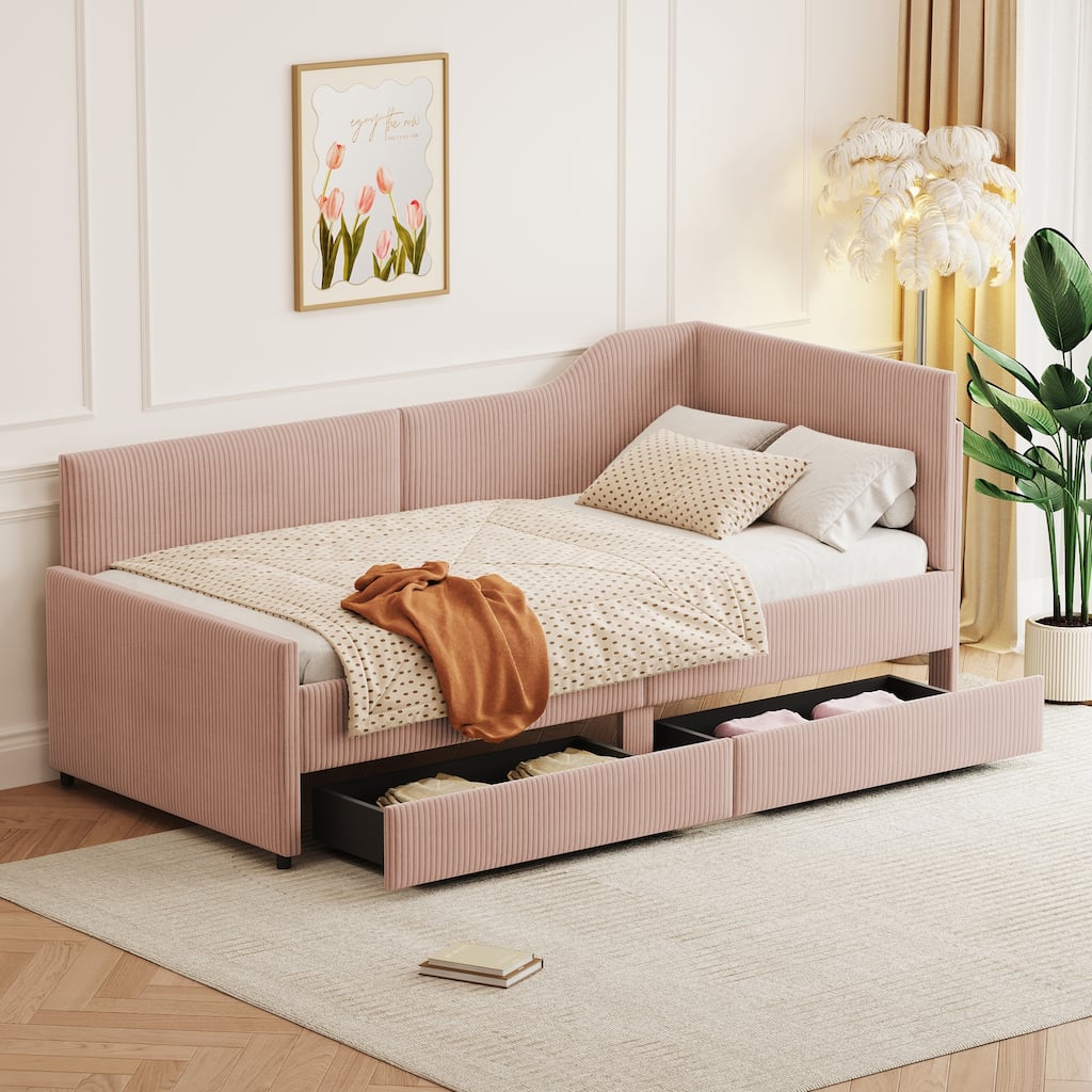 Twin Size L-Shaped Daybed with Storage Drawers