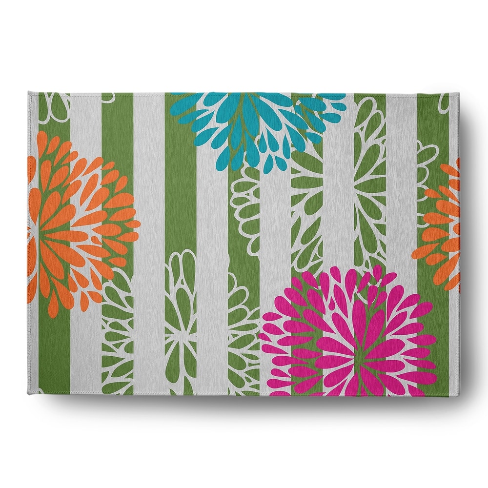 Flower Bursts Spring Chenille Indoor/Outdoor Rug