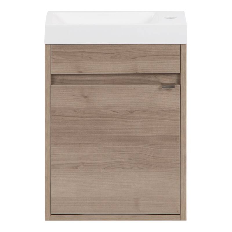 Spring Mill Cabinets Kambree 15.75" Floating 1-Door Bathroom Vanity With White Sink Top