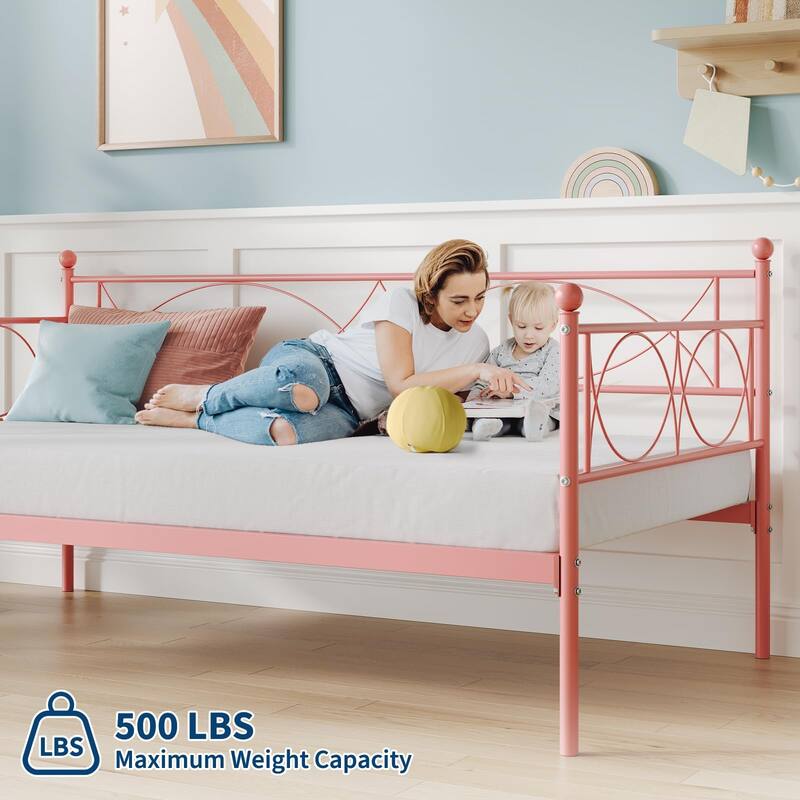 Twin daybed with Trundle,Metal Twin Daybed,Day Bed Sofa Bed Frame with Steel Slat Support,Multifunctional Daybed Frame