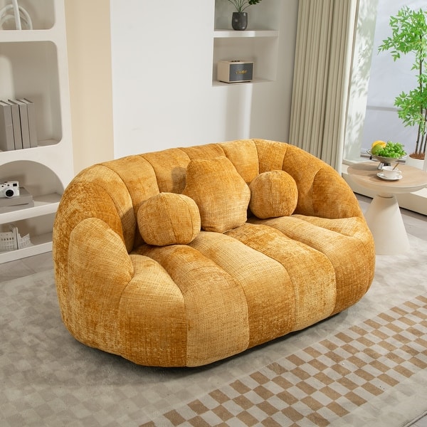 Chenille High-Back Bean Bag Sofa with Armrests Oversized