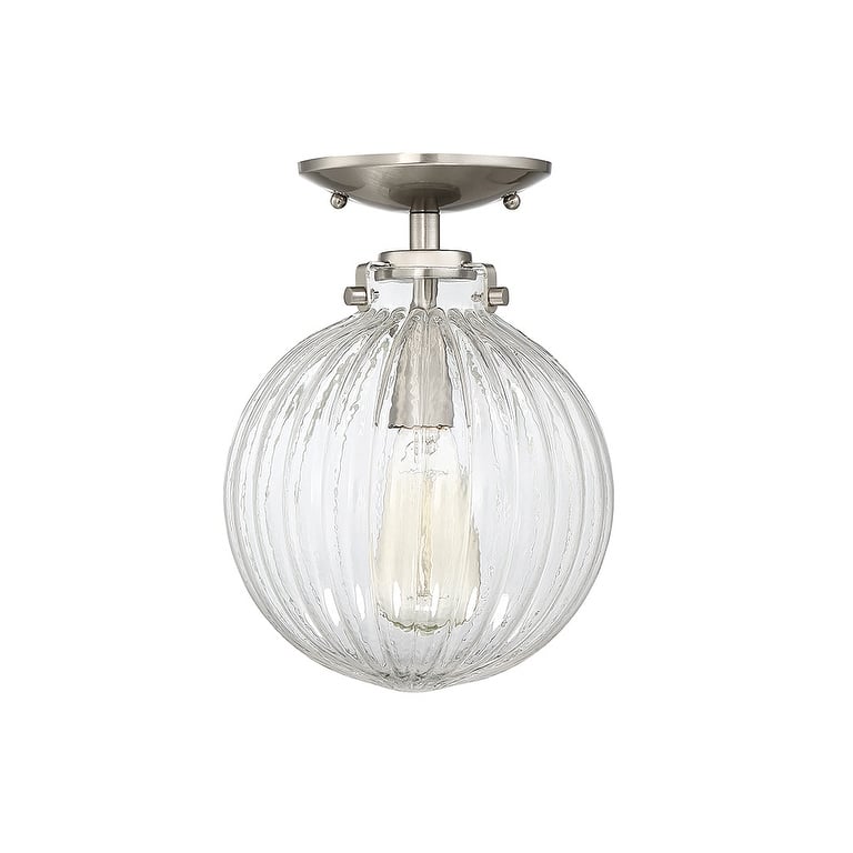 Bellevue Single Light 8" Wide Semi-Flush Globe Ceiling Fixture