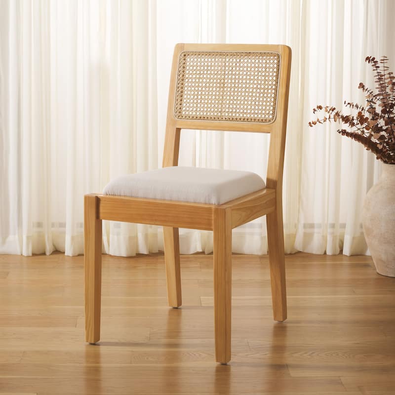 SAFAVIEH Suzetta Solid Wood Dining Chair - 18"W x 22"D x 35"H - Natural/White