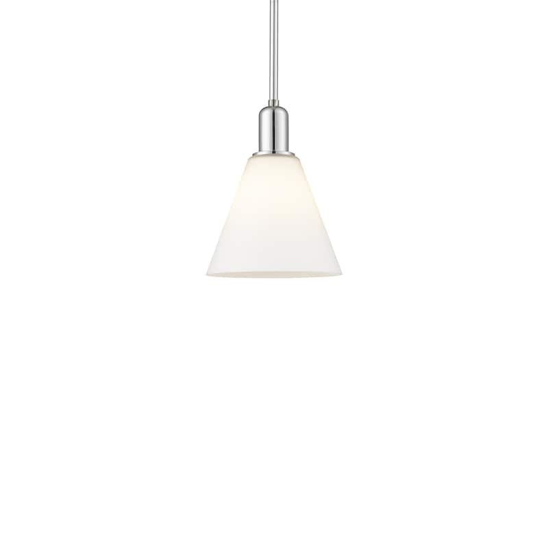 Innovations Lighting 716-1S-11-8 Berkshire Glass Pendant Berkshire - Polished Chrome / Matte White
