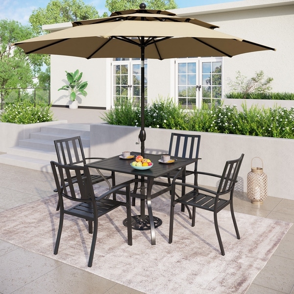 PURPLE LEAF Crank and Tilt Table Umbrella Outdoor Patio Market Umbrella ...