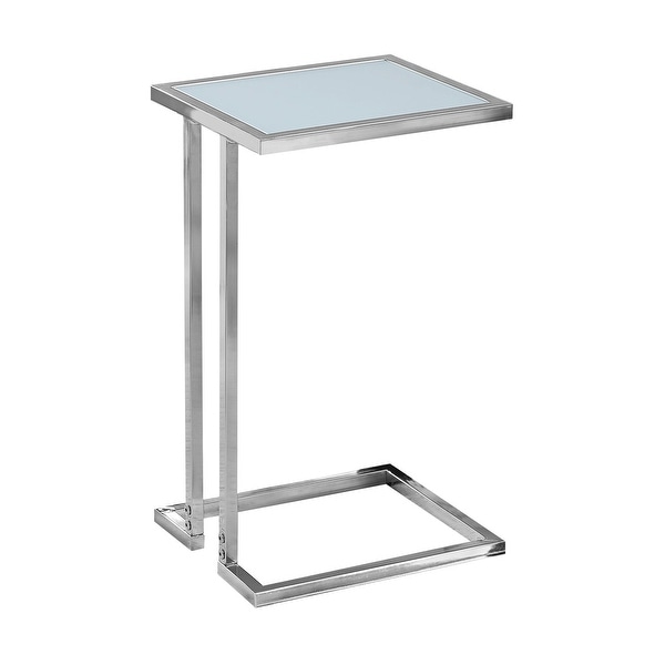23.25" White Contemporary Rectangular Accent Table with Frosted Tempered Glass Top - N/A