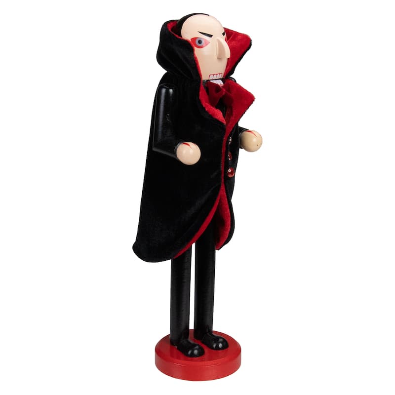 Vampire Wooden Halloween Nutcracker - 14" - Black and Red