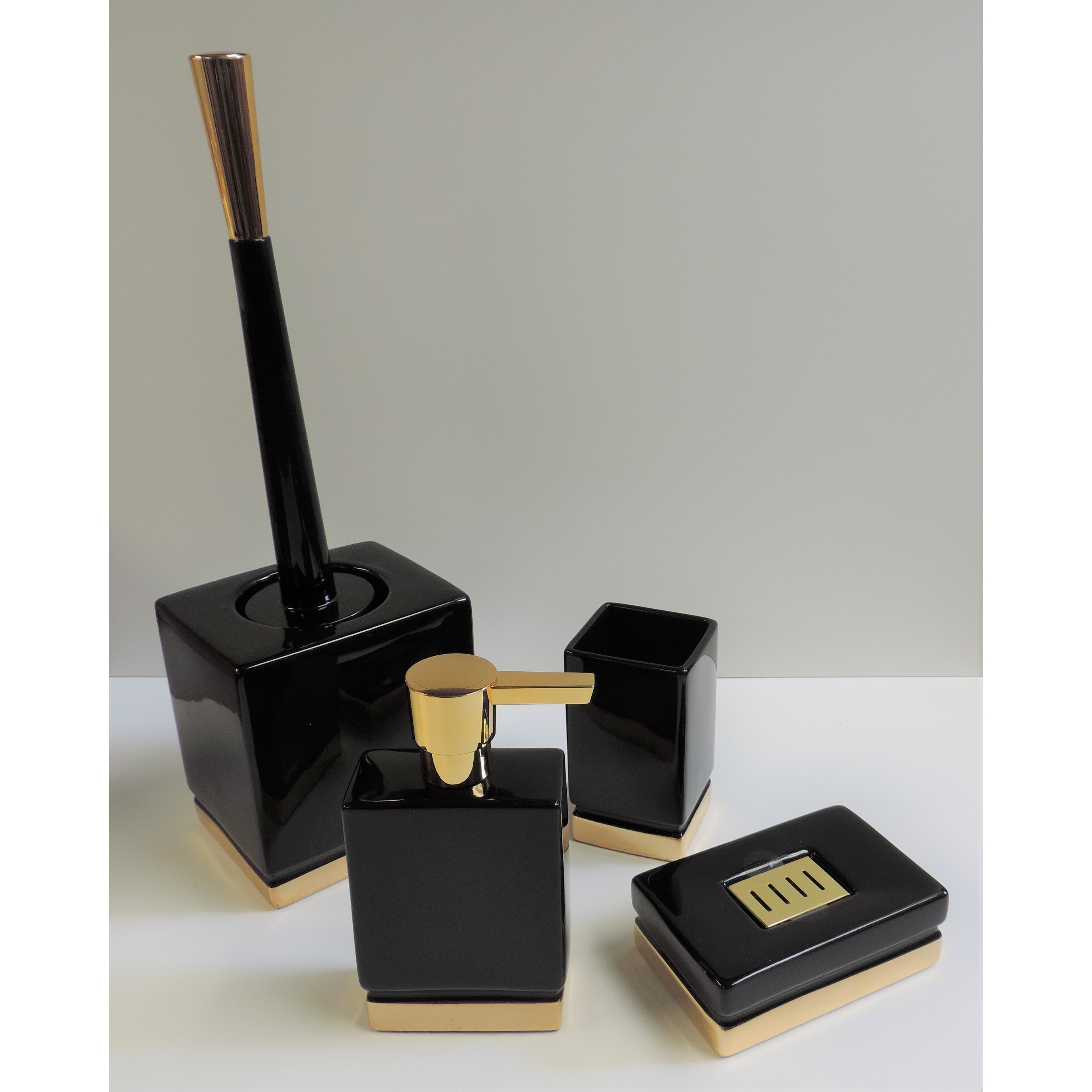 4 Piece Bathroom Accessories Set Spirella Roma Black And Gold 4 Piece Bathroom Accessories Set Spirella Roma Black And Gold