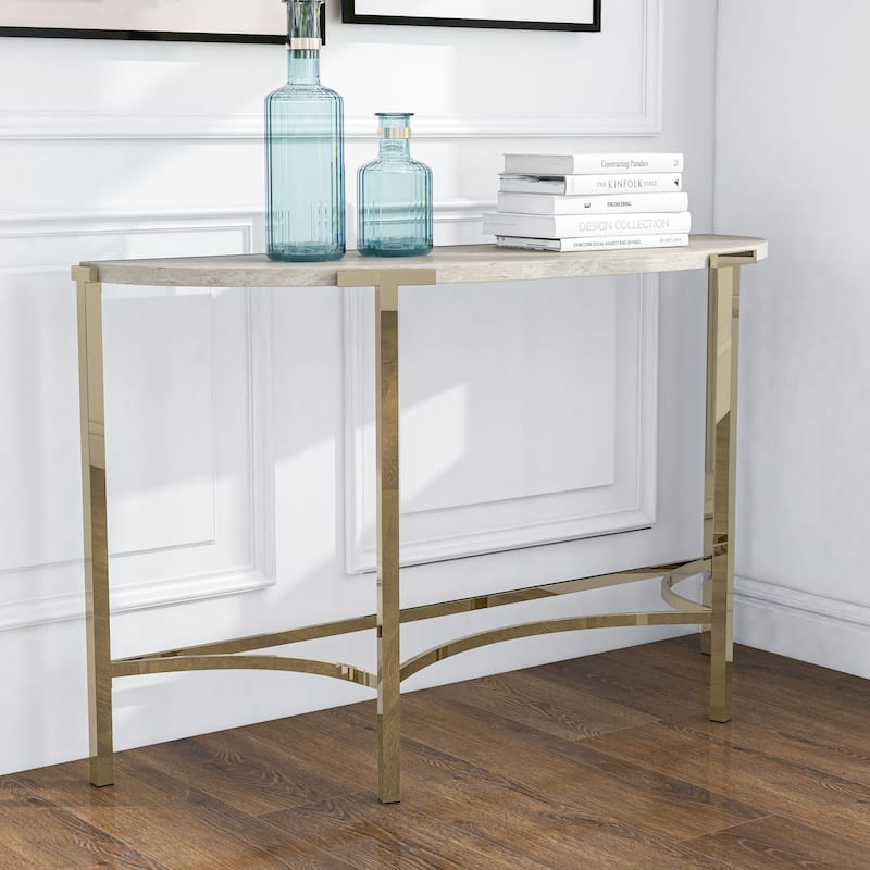 Brickelle Glam 48-inch Faux Marble Sofa Table by Furniture of America - Champagne