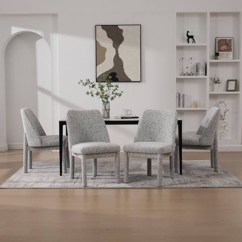 Side Chair White Black Dining Chair Accent Chair Simple Kitchen Chair Set of 4 Dressing Chair with Curved Backrest - White Black