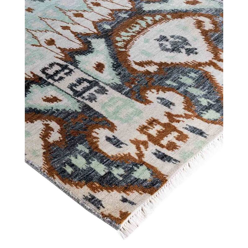 Ikat One-of-a-Kind Hand-Knotted Area Rug, Blue - 8' 0" x 10' 4"