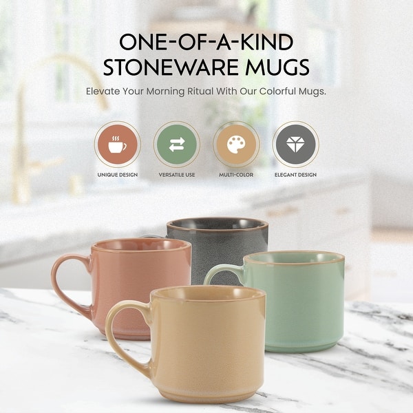 American Atelier Stackable Stoneware 16 oz. Coffee Mugs, Set of 4 - Bed  Bath & Beyond - 38192510
