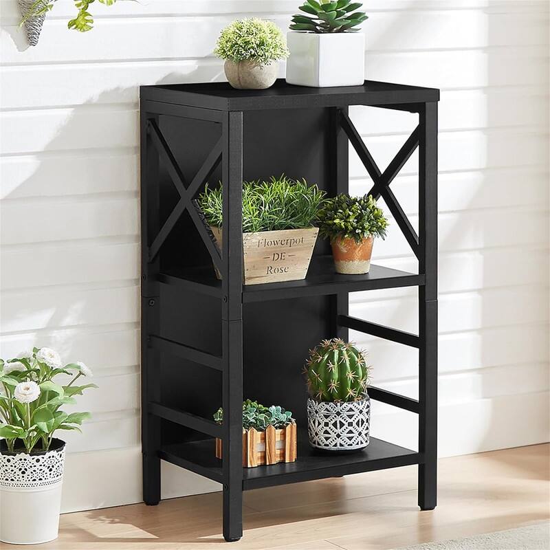 Industrial 3 Tier Bookshelf Narrow Bookcase with Rustic Wood and Metal - 15.7"D x 11.8"W x 27.6"H