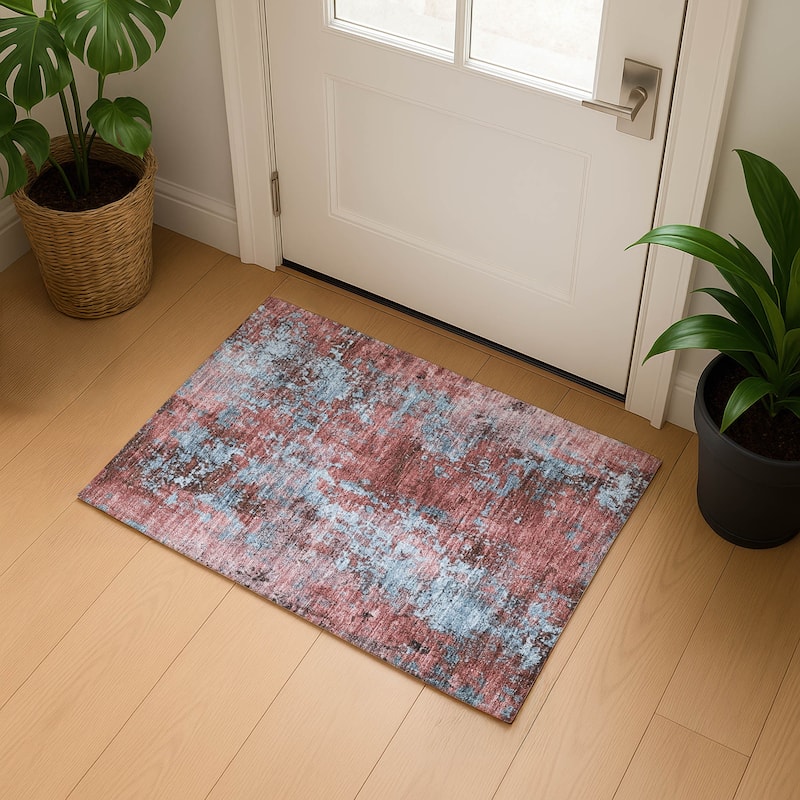 Premium Washable Super Soft Chic Abstract Mayfield Rug - Coral - 1'8" x 2'6"