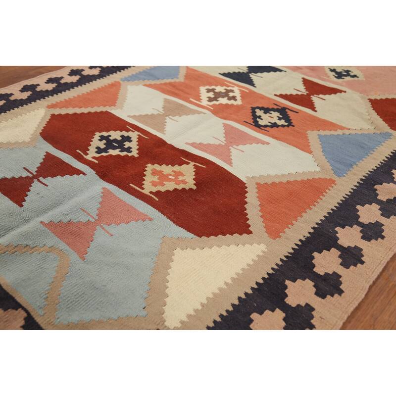 Vegetable Dye Kilim Qashqai Persian Accent Rug Handmade Wool Carpet - 3'3"x 4'10"