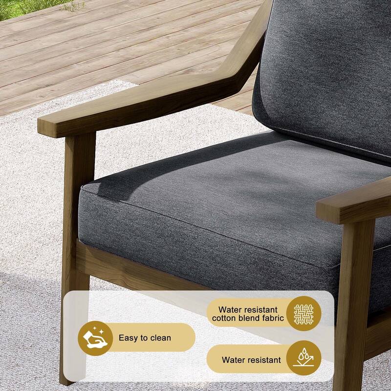 Outdoor Patio Club Chair Arm Lounge Cushion Chair (Set of 2)