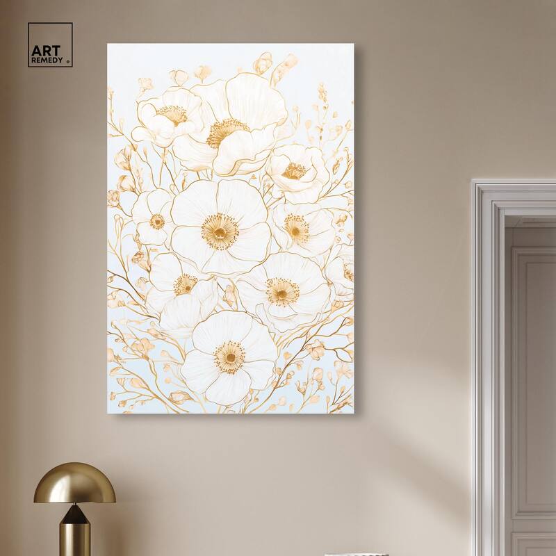 White and Gold Poppies II Canvas by Art Remedy, Gallery Wrapped