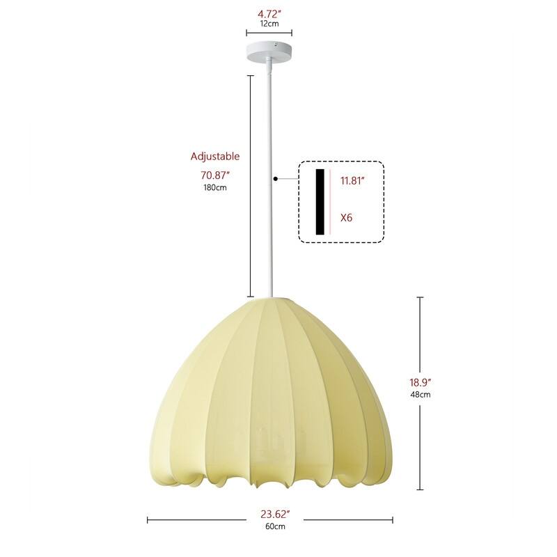 4-Light Pendant Light with Yellow Shade - Matte Painted Lighting Fixture for Living Room, Dining Room