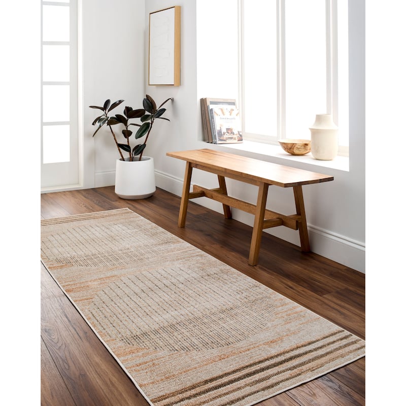 Livabliss Transitional Lillian Abstract Washable Area Rug - 7'10" x 10' - Dark Brown/Light Brown