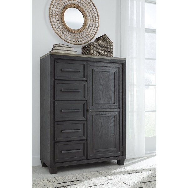 Signature Design by Ashley Foyland Black/Brown Door Chest - Bed
