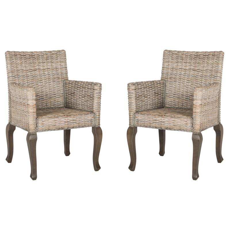 SAFAVIEH Alearda Natural Dining Chair (Set of 2) - 23" x 24.4" x 34" - 23Wx24Dx34H