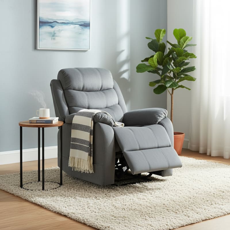 Steph Plush Transitional Upholstered Manual Recliner Chair - Grey