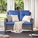 preview thumbnail 20 of 58, Gymojoy Outdoor High-back Wicker Loveseat Sofa For Home Garden Grey Wicker / Blue Cusion