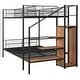 preview thumbnail 6 of 8, Twin Over Full Metal Bunk Bed with Wire Shelving, Wardrobe & Ladder, Black