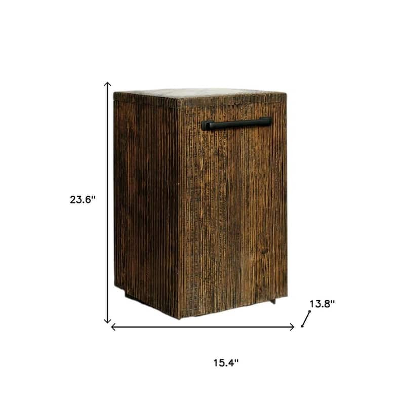 HomeRoots 24" Natural And Smoky Black Distressed Reclaimed Wood Square Block End Table - 15.40 in. x 23.60 in. x 13.80 in.